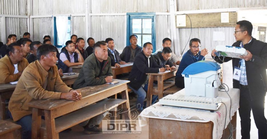 First phase of training for polling personnel was conducted at Government Highers Secondary School, Noklakon February 3. (DIPR Photo)